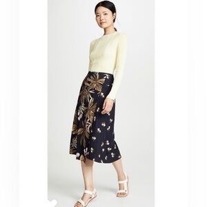 NWOT Vince. Tropical Garden Floral Midi Skirt Size 2